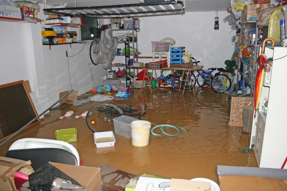 Flooded basement water cleanup
